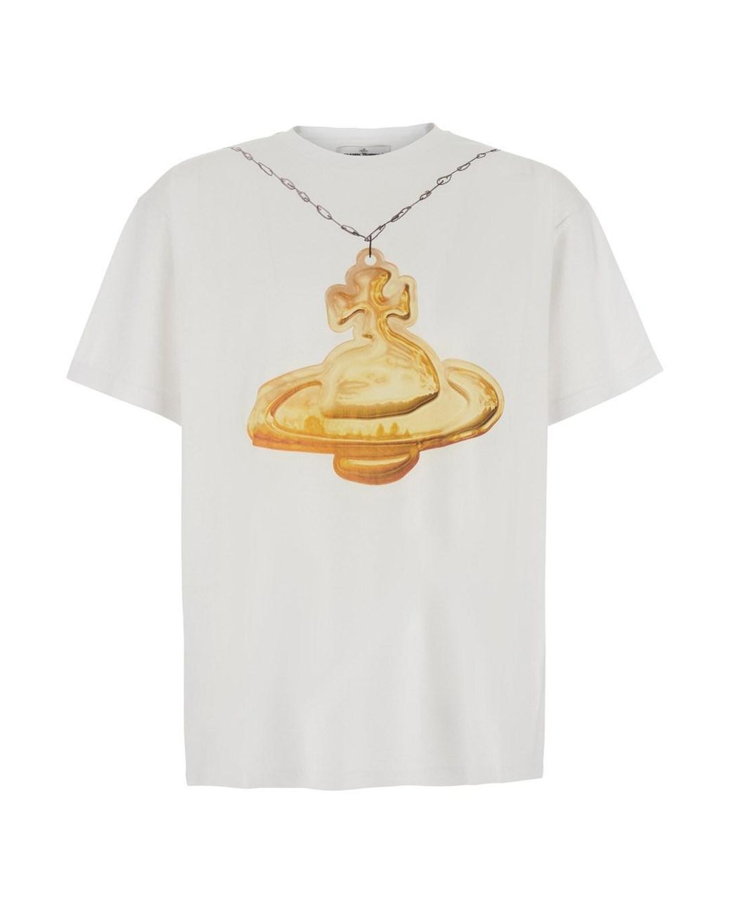 Vivienne Westwood White T-Shirt With Round Neck And Print On The Front for men