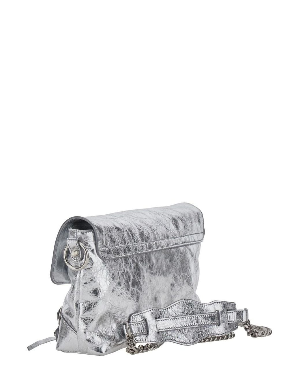 Balenciaga Gray 'Le City' Clutch With Chain Strap And A Zip Pocket