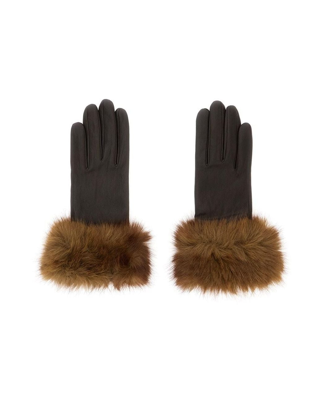 Apparis Brown 'Betty' Gloves With Eco-Fur Cuffs