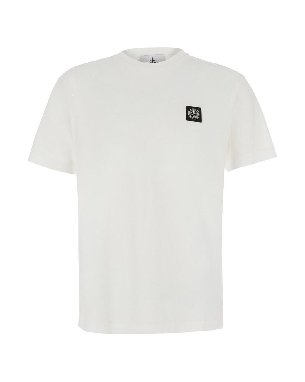 Stone Island White T-Shirt Crew Neck Cotton T-Shirts for men