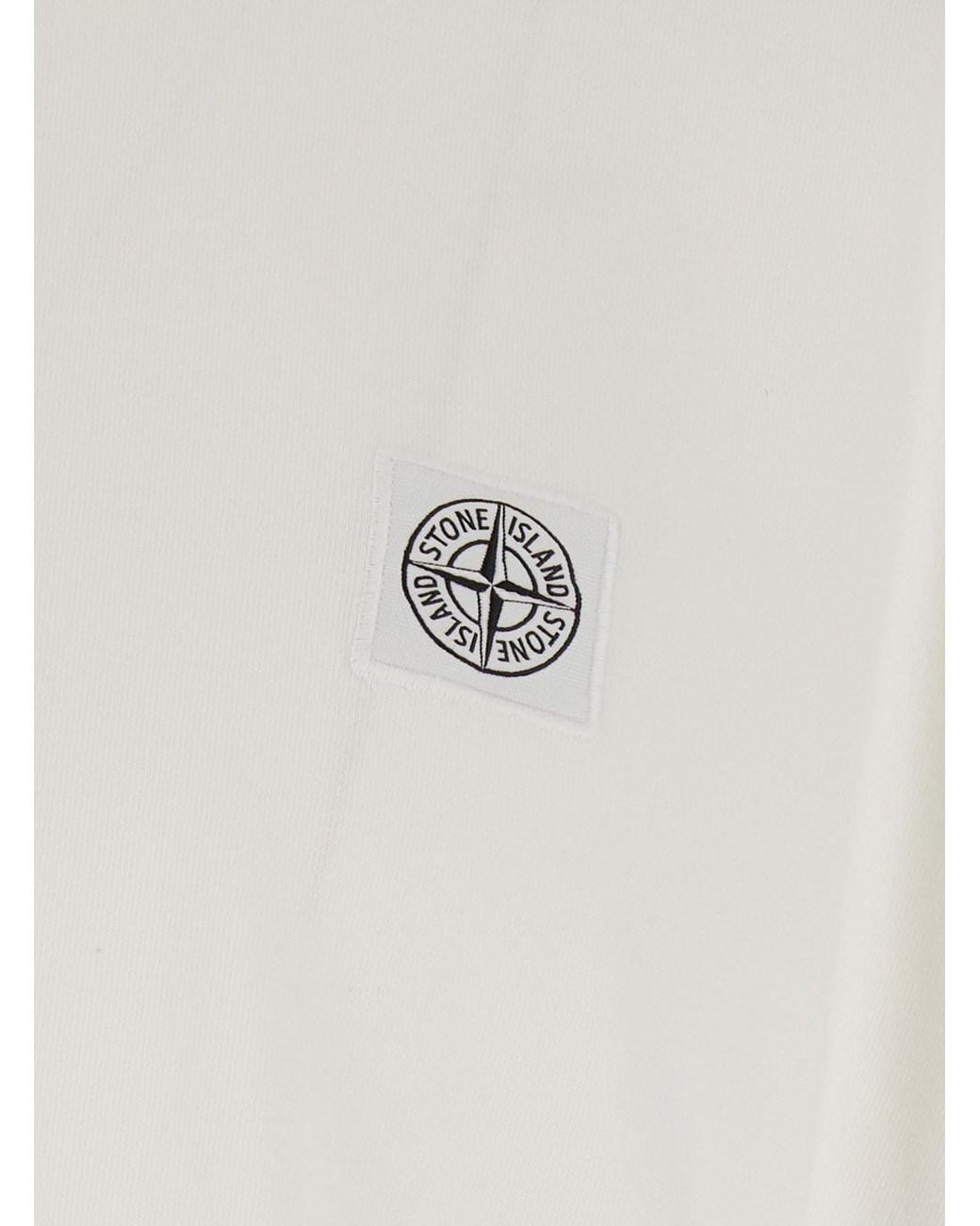 Stone Island White T-Shirt Crew Neck Heavyweight Cotton T-Shirts for men