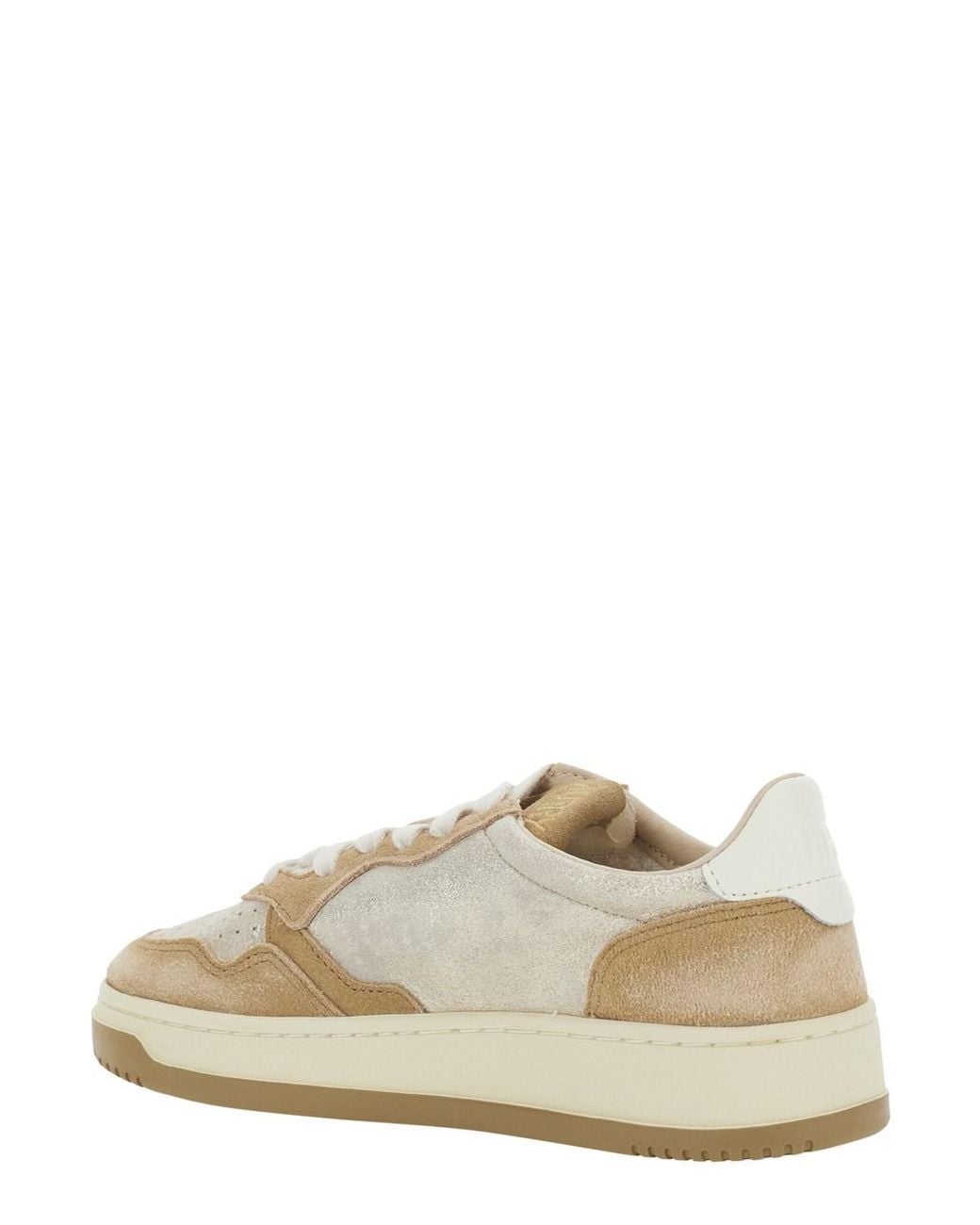 Autry Natural Medalist Low Top Sneaker With Logo Leather & Suede Detail