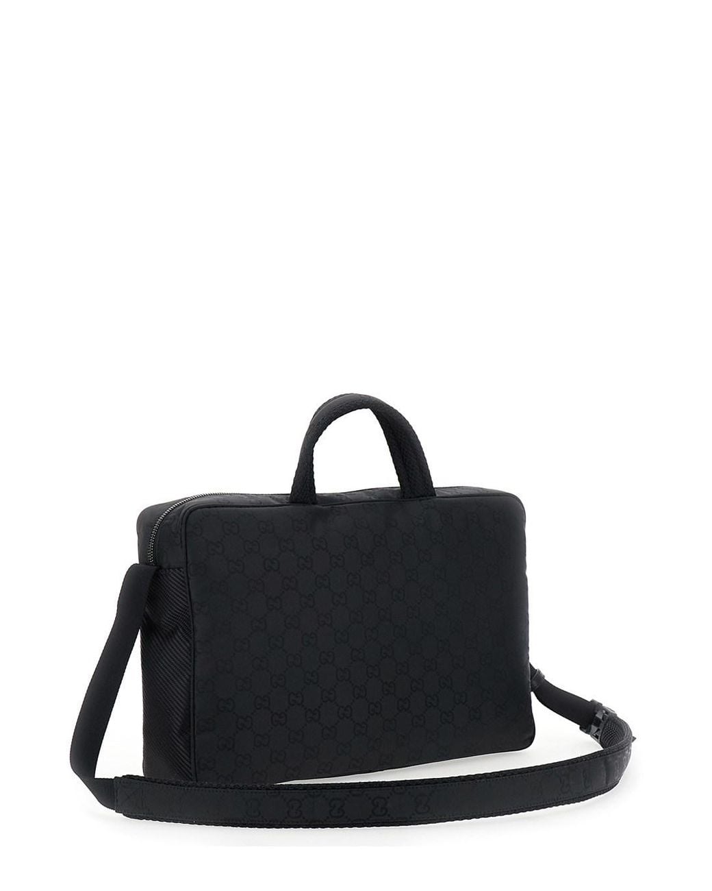 Gucci Black Suitcase With Tone-On-Tone Gg All-Over Motif for men