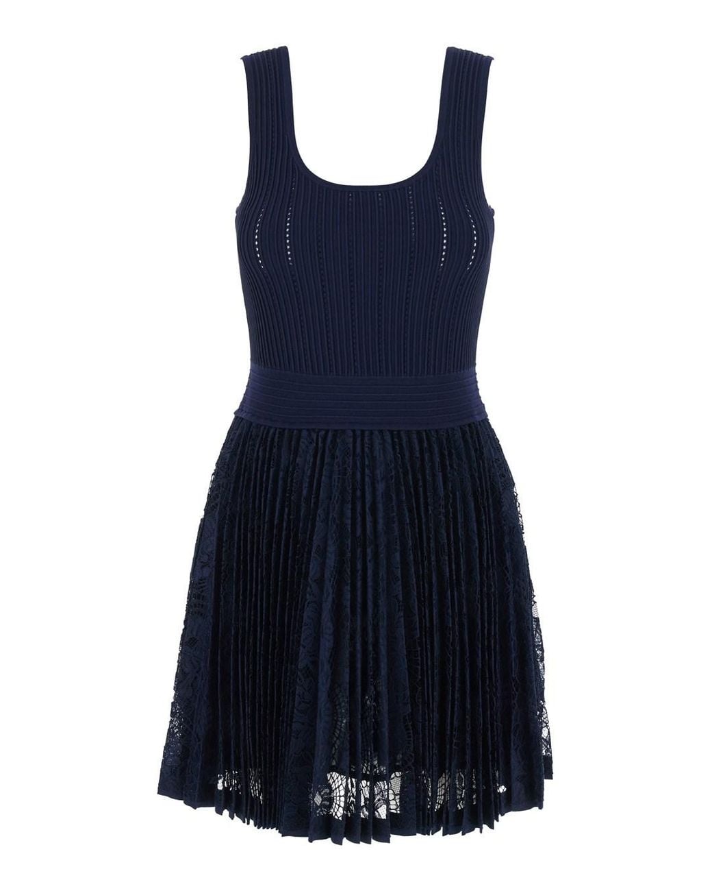 Jonathan Simkhai Blue Dress With Elastic Waist And Lace Design