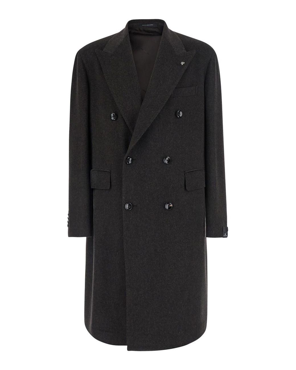 Tagliatore Black Coat With Notched Revers And Button Closure for men
