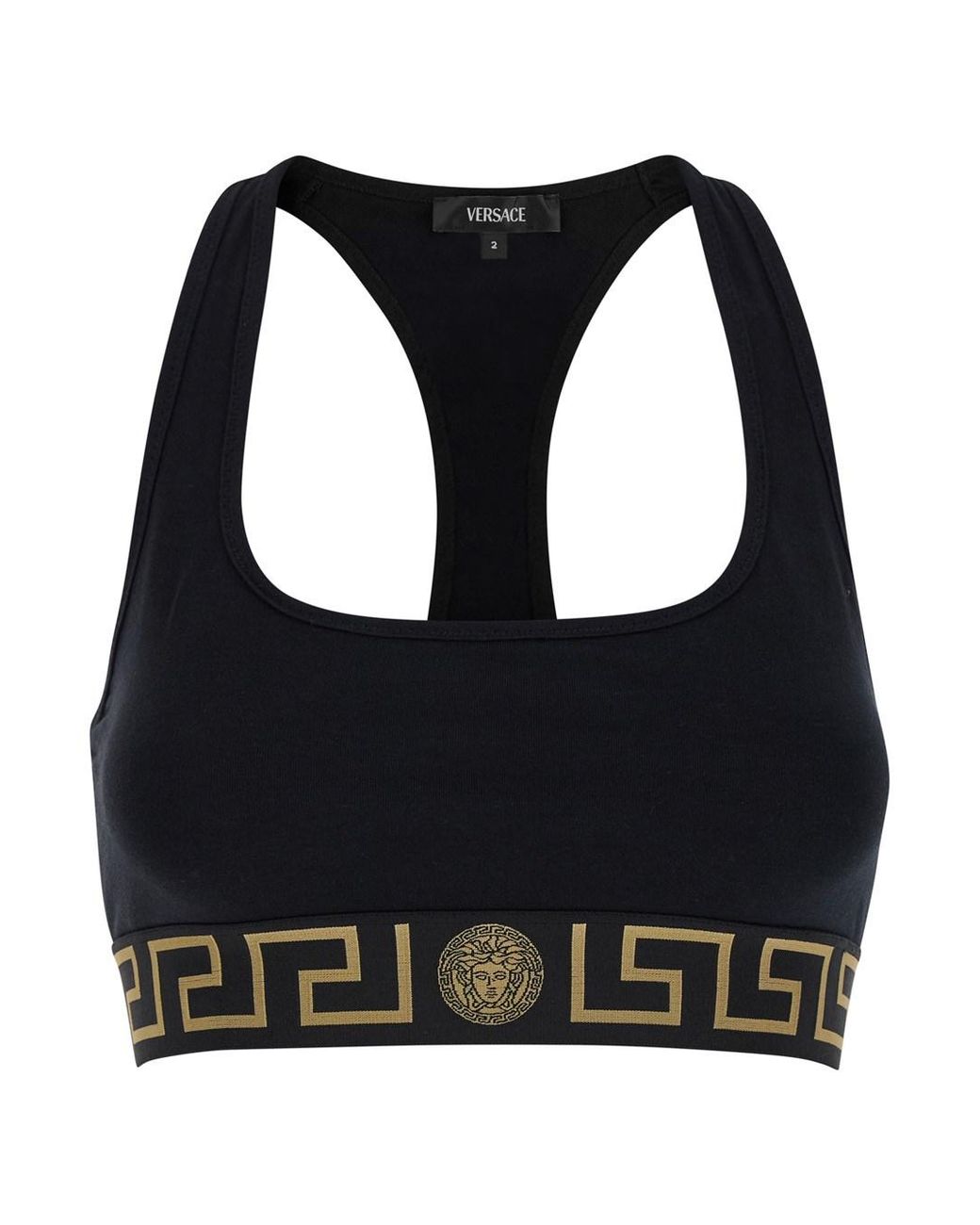 Versace Black Sports Bra With Greca And Medusa Detail