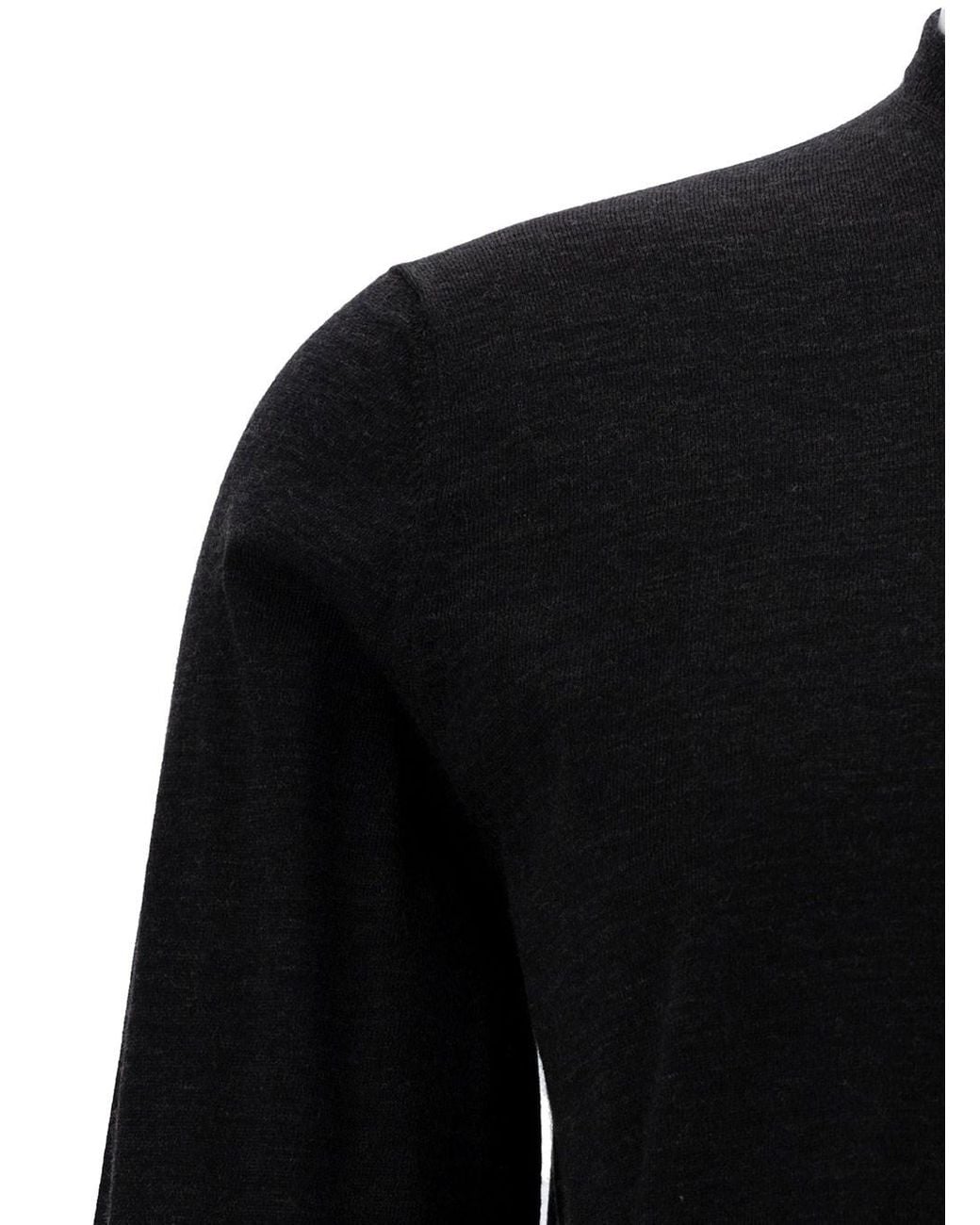 GAUDENZI Black Crewneck Sweater With Ribbed Finishes for men