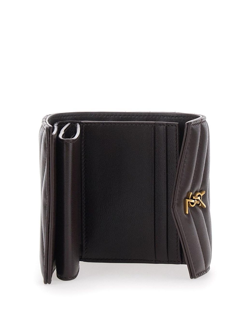Saint Laurent Black Multifunction Wallet With Front Ysl Plaque