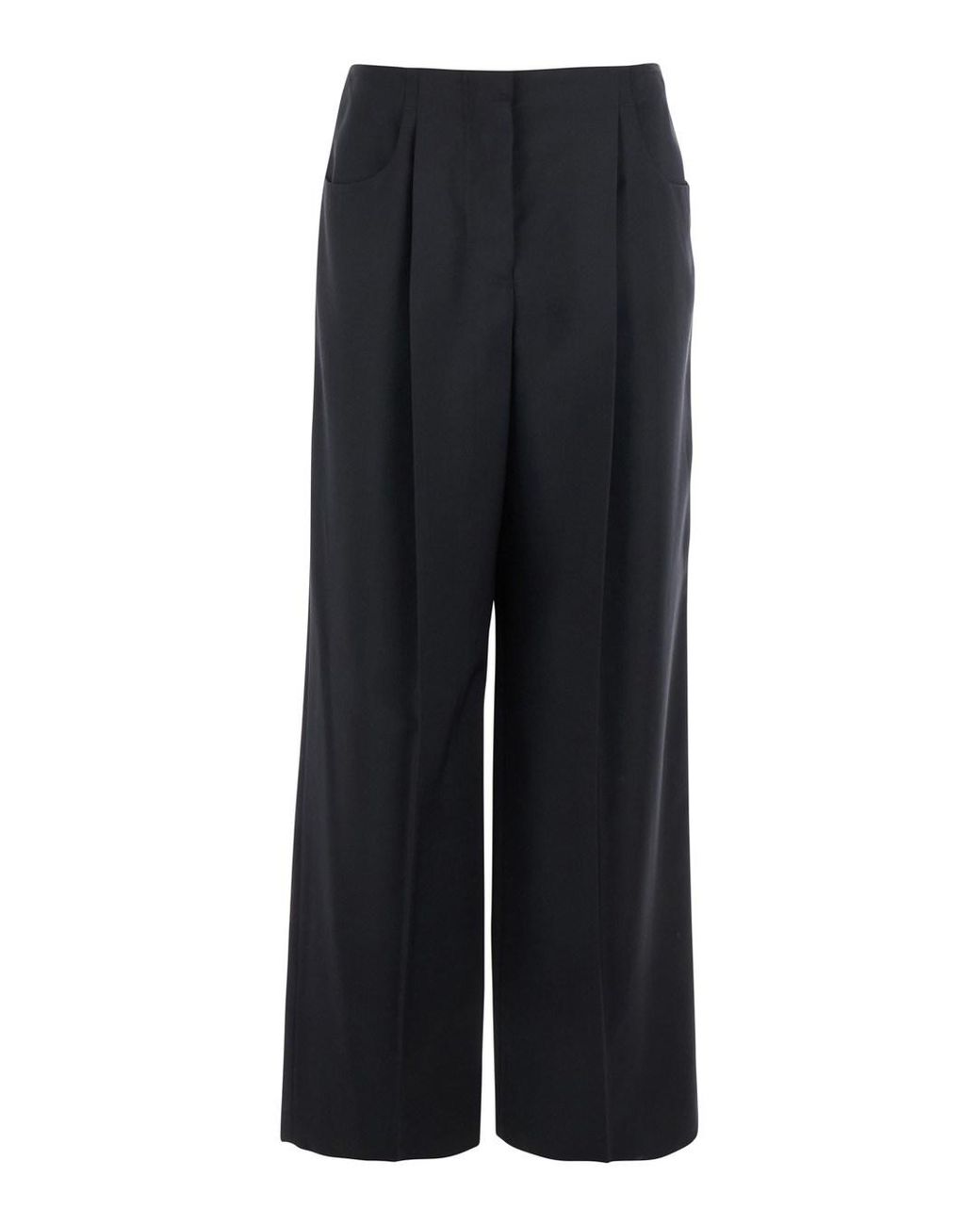 Fendi Black Pants With Front Pences And Wide Leg