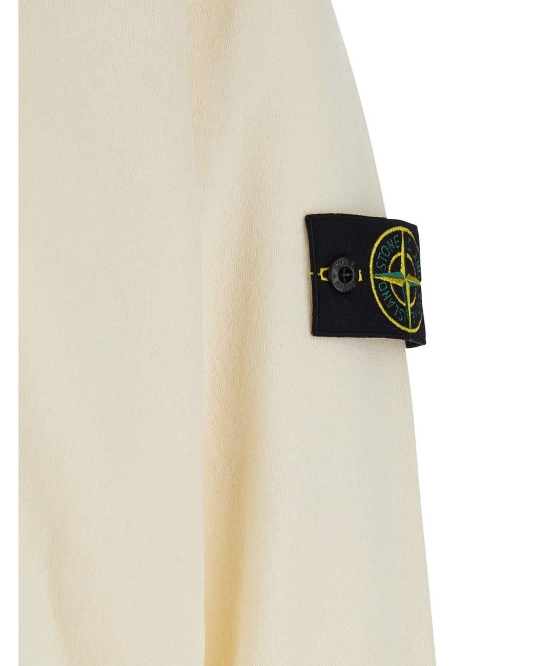 Stone Island White Sweater With Round Neck And Long Sleeves for men