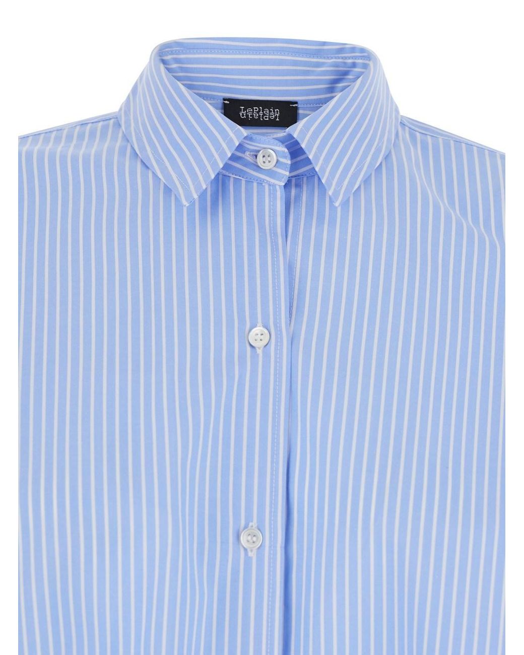 Le Plain Blue Striped Shirt With Classic Collar For