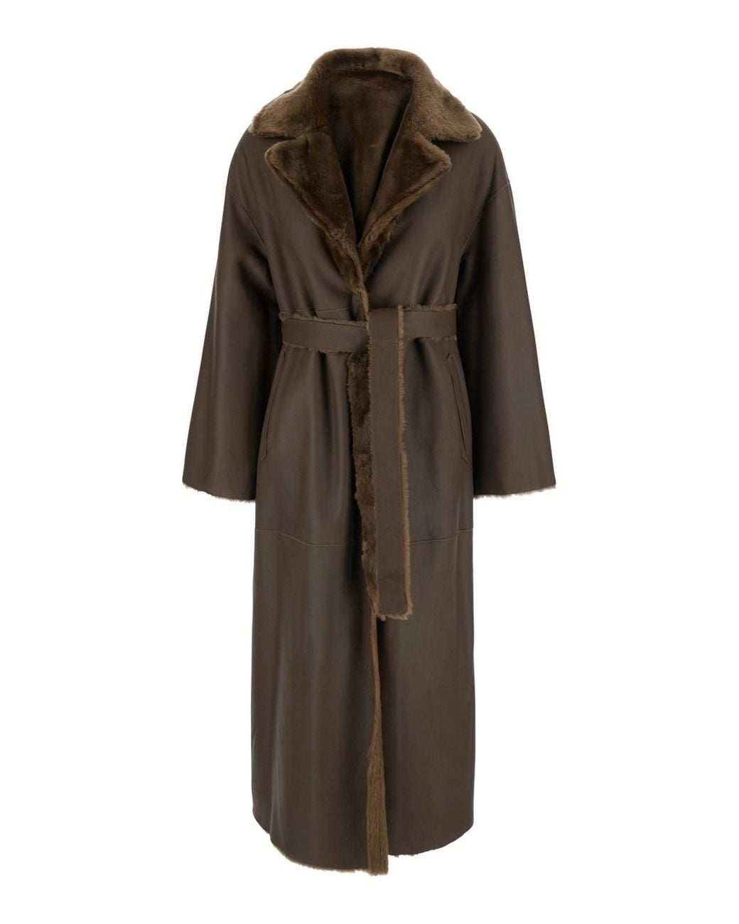 Arma Brown 'Rien' Coat With Notched Collar And Reversible Design