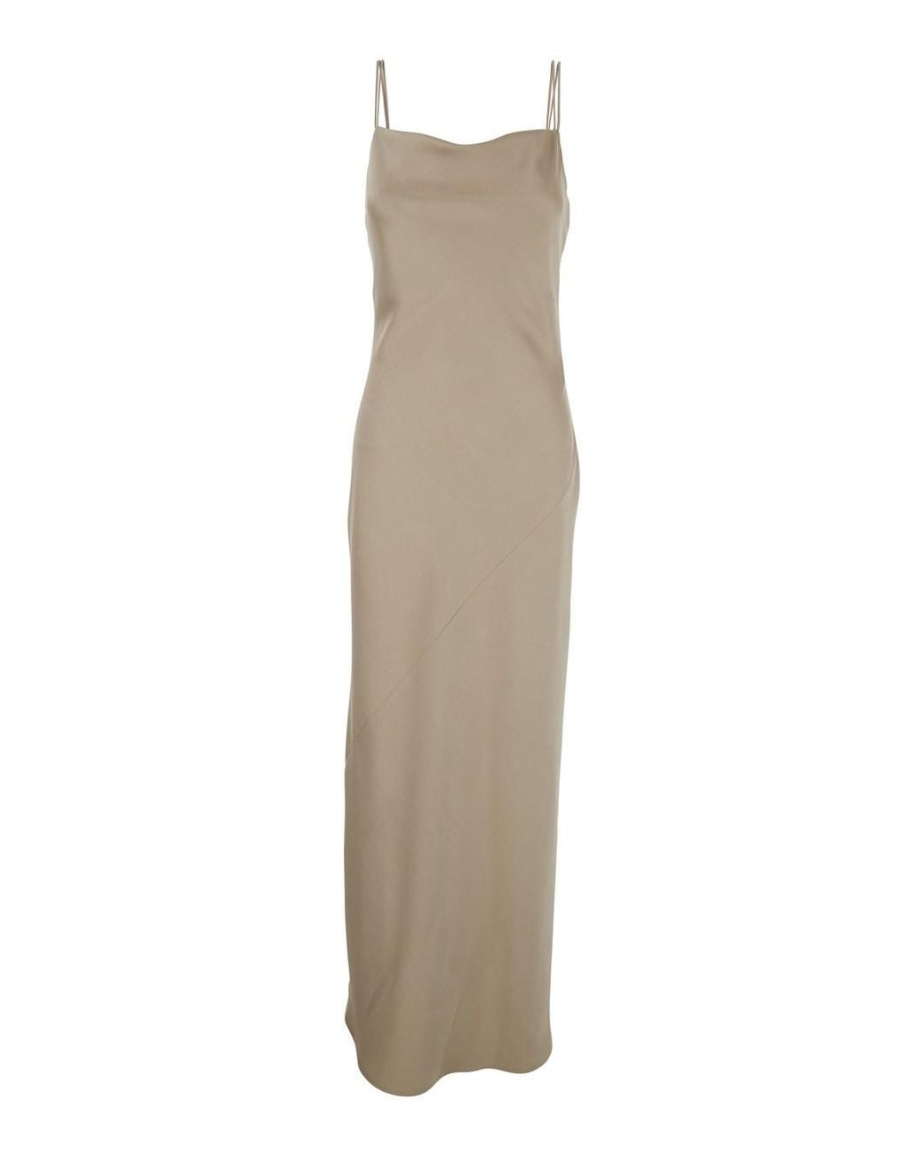 Le Plain Natural Dress Long With Thin Straps And Pendants On The Back In