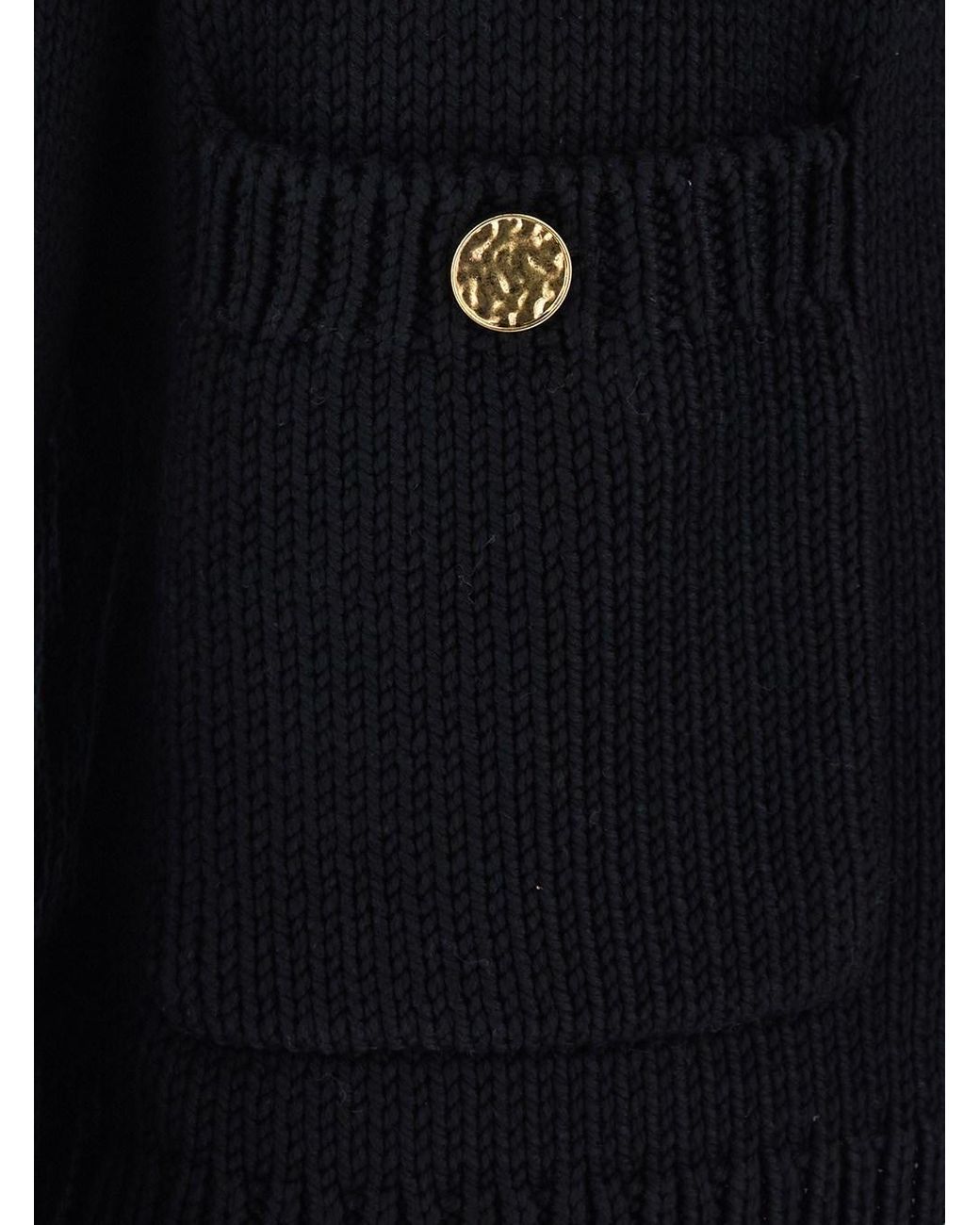 Totême Black Cardigan Crew Neck Cotton Tops