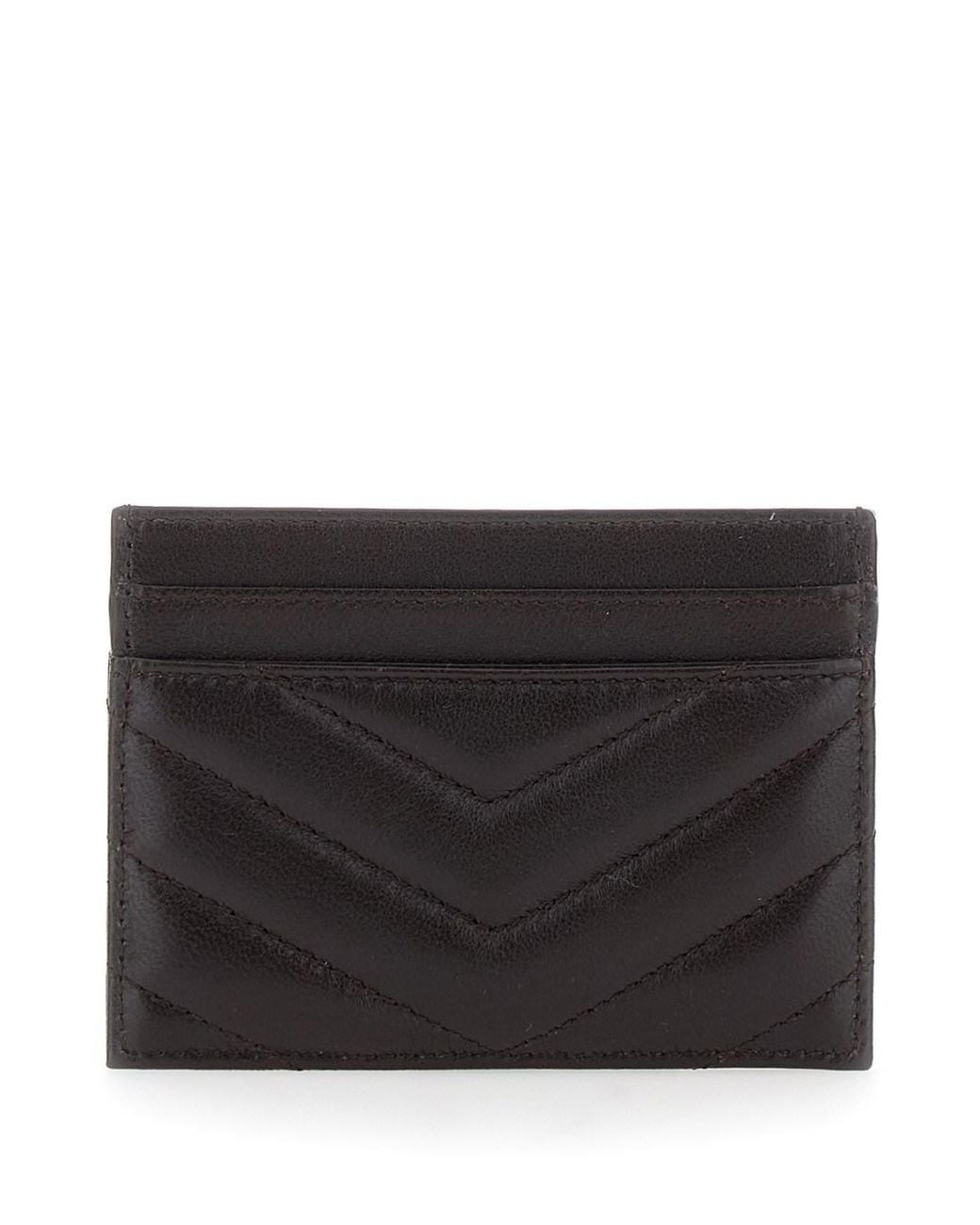 Saint Laurent Black Credit Card Case Agneau Souple Brillant Matelasse