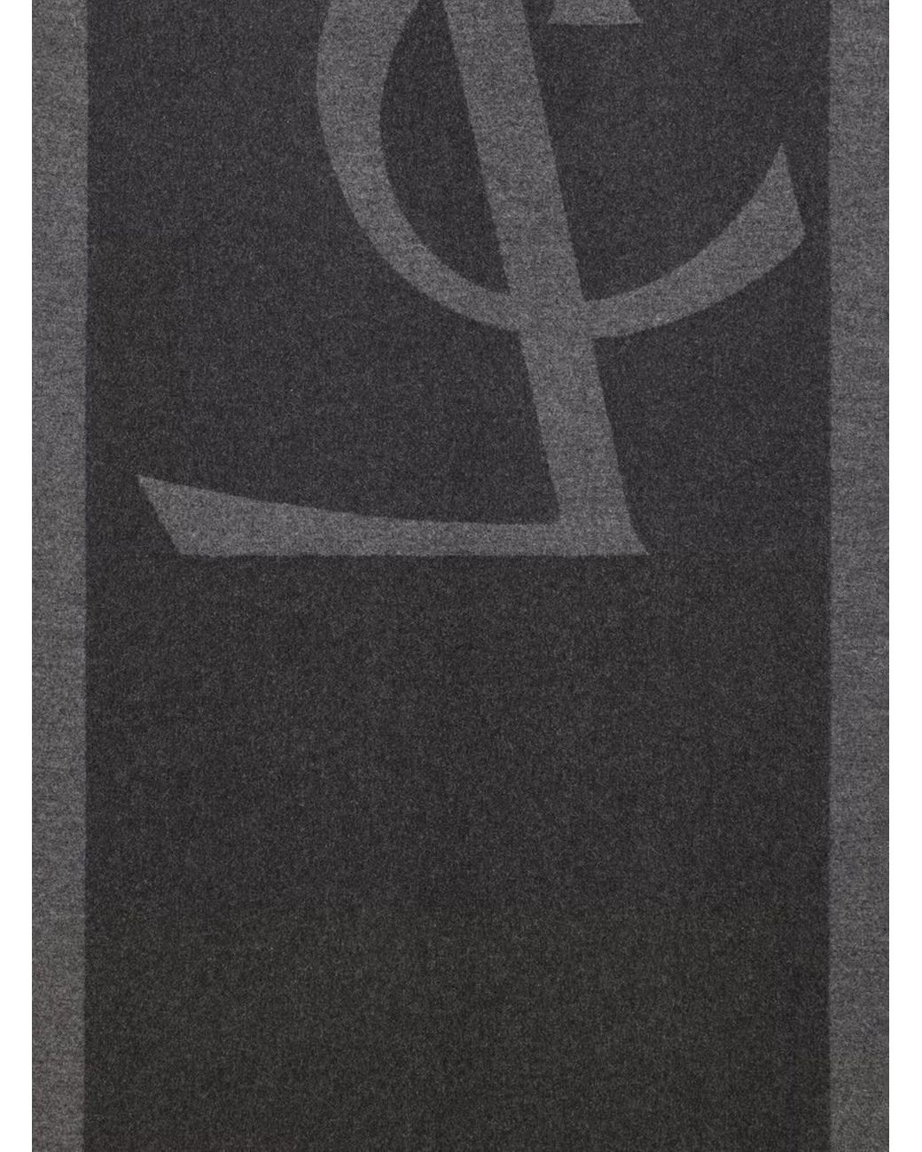 Saint Laurent Black Silk Scarf With Maxi Logo