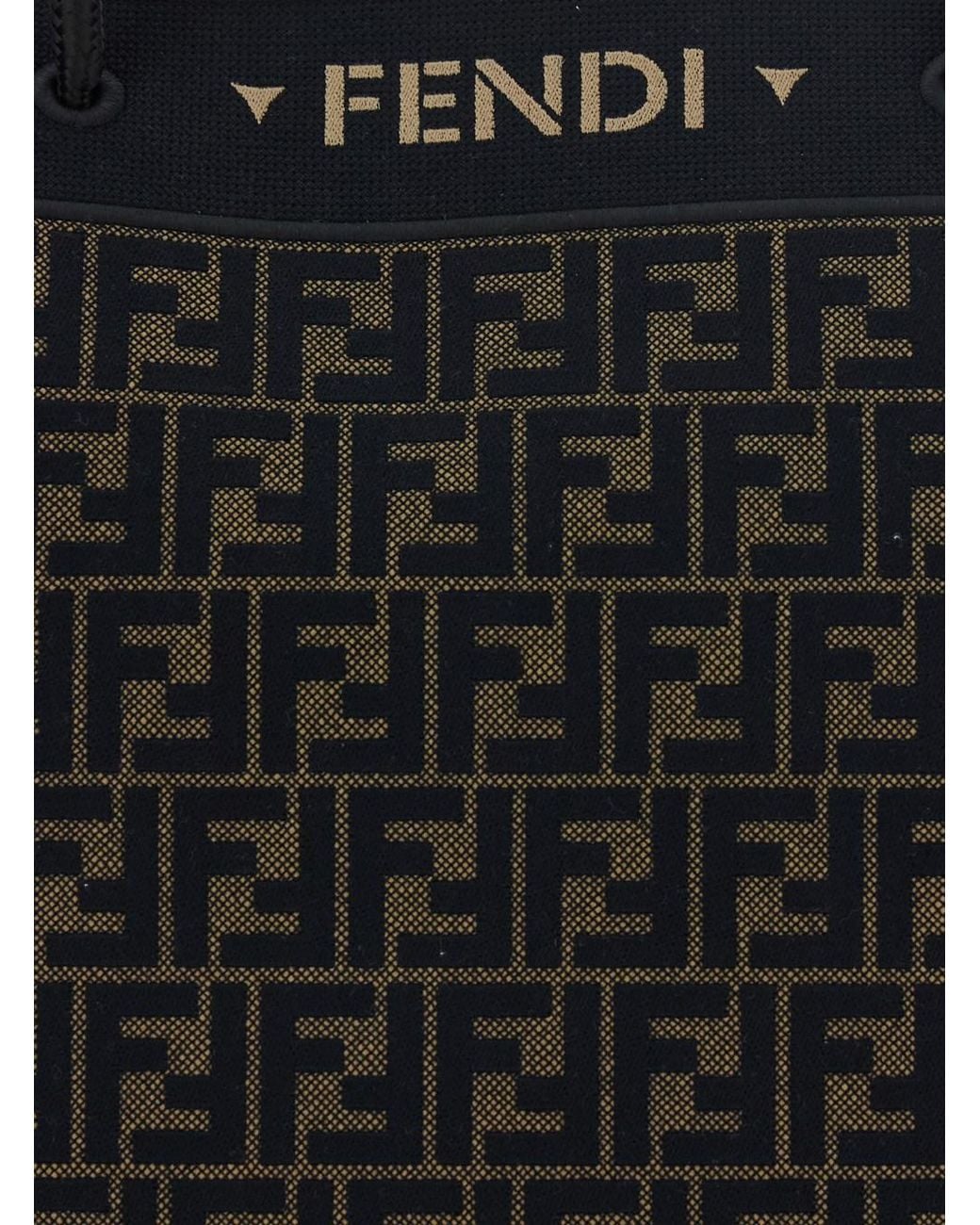 Fendi Black Shopping Bag With Logo Lettering On The Front An Drawstring