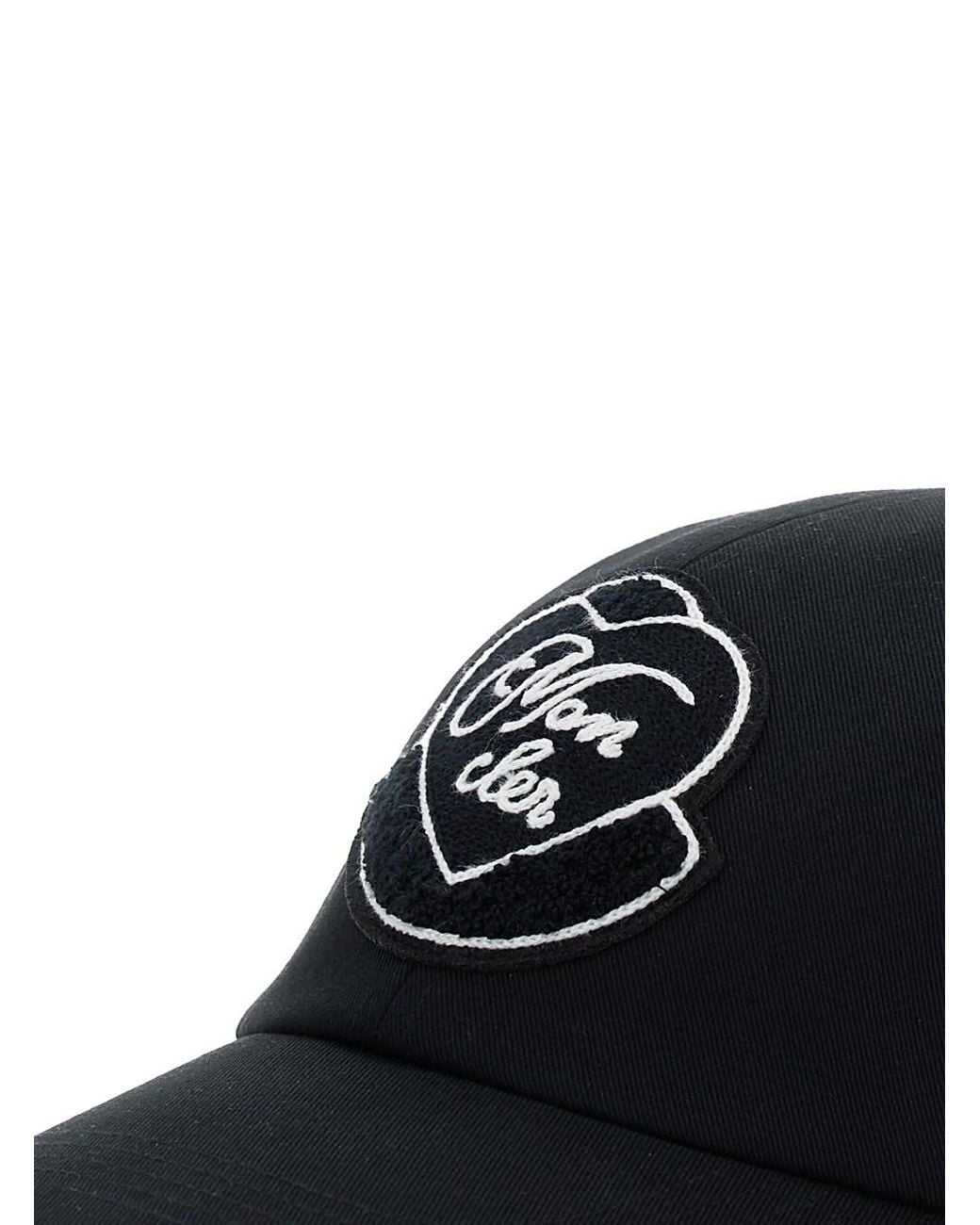 Moncler Black Baseball Cap With Logo Embroidery On The Front