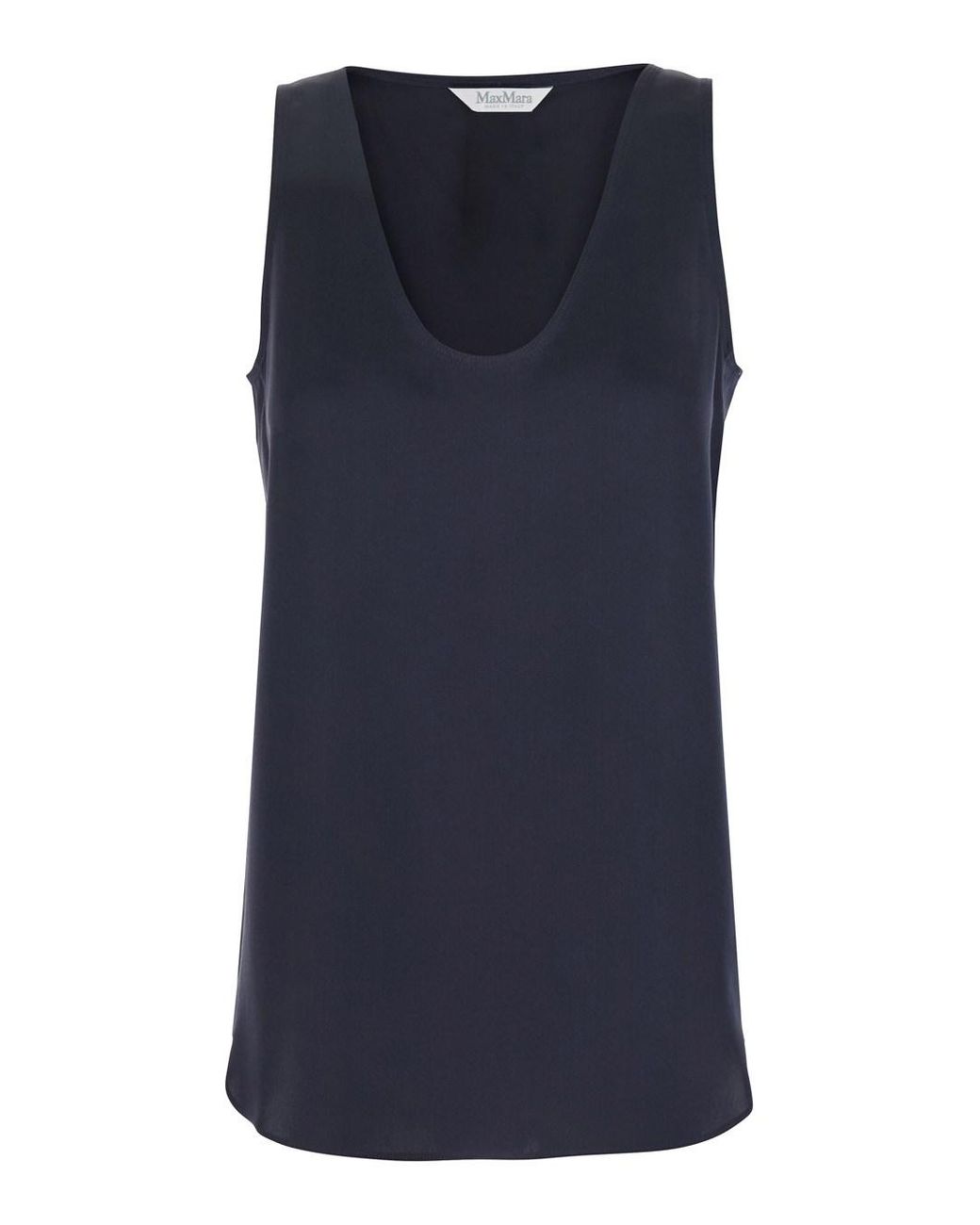 Max Mara Blue Sleeveless Top With Round Neck Silk Tops