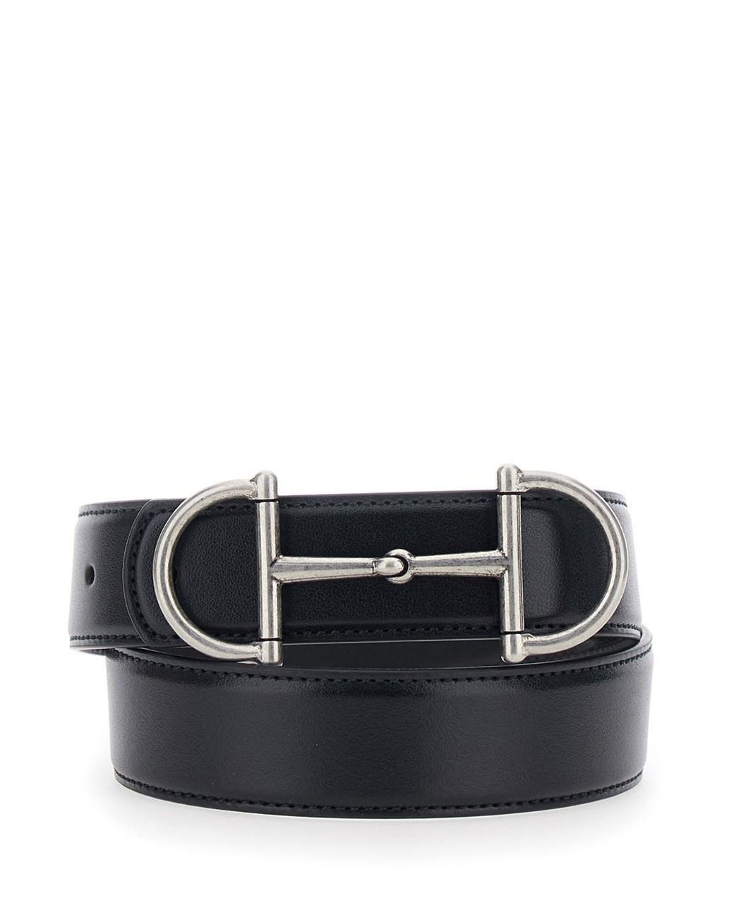Gucci Black Belt With Horsebit, Leather Calf for men