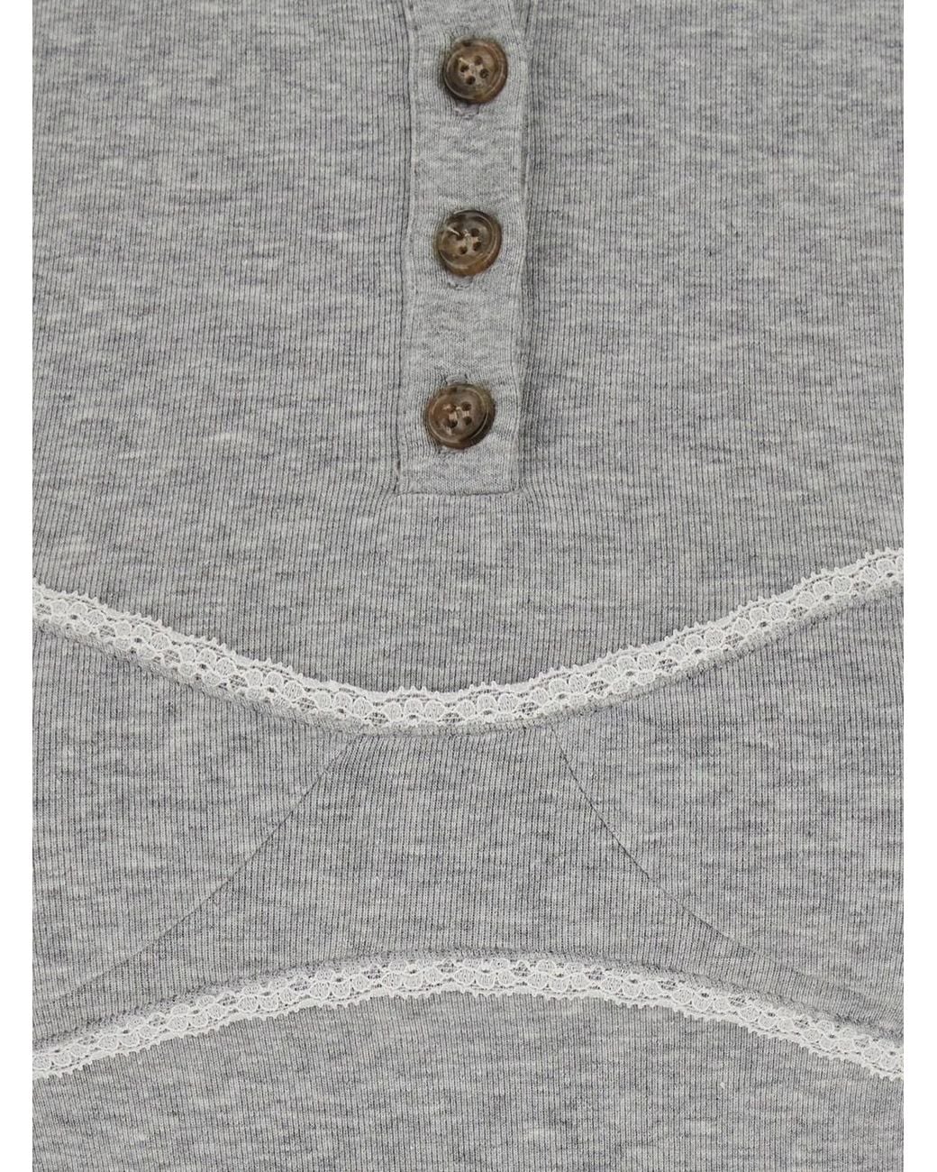 Markgong Gray Crew Neck T-Shirt With Contrasting Bralette