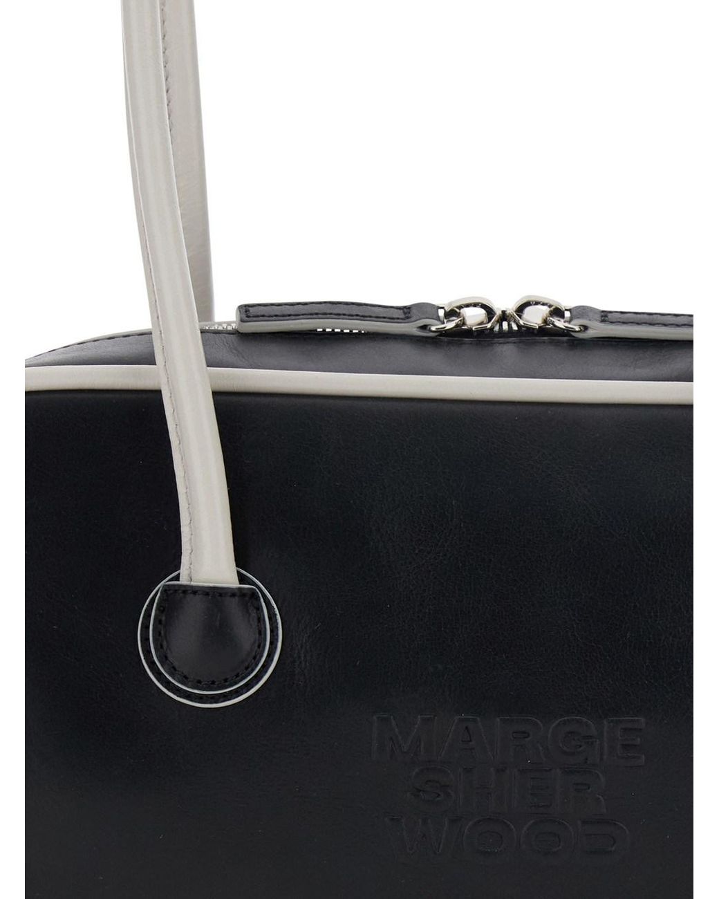 MARGE SHERWOOD White 'Baguette' Shoulder Bag With Logo Lettering On The