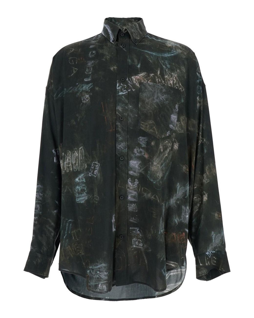 Balenciaga Black Shirt With All-Over Print, Viscose for men
