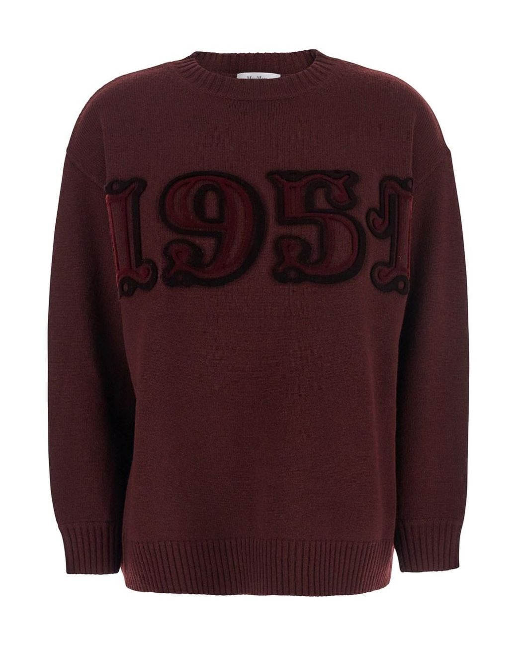 Max Mara Purple Crew Neck Sweater With Embroidery Wool Tops