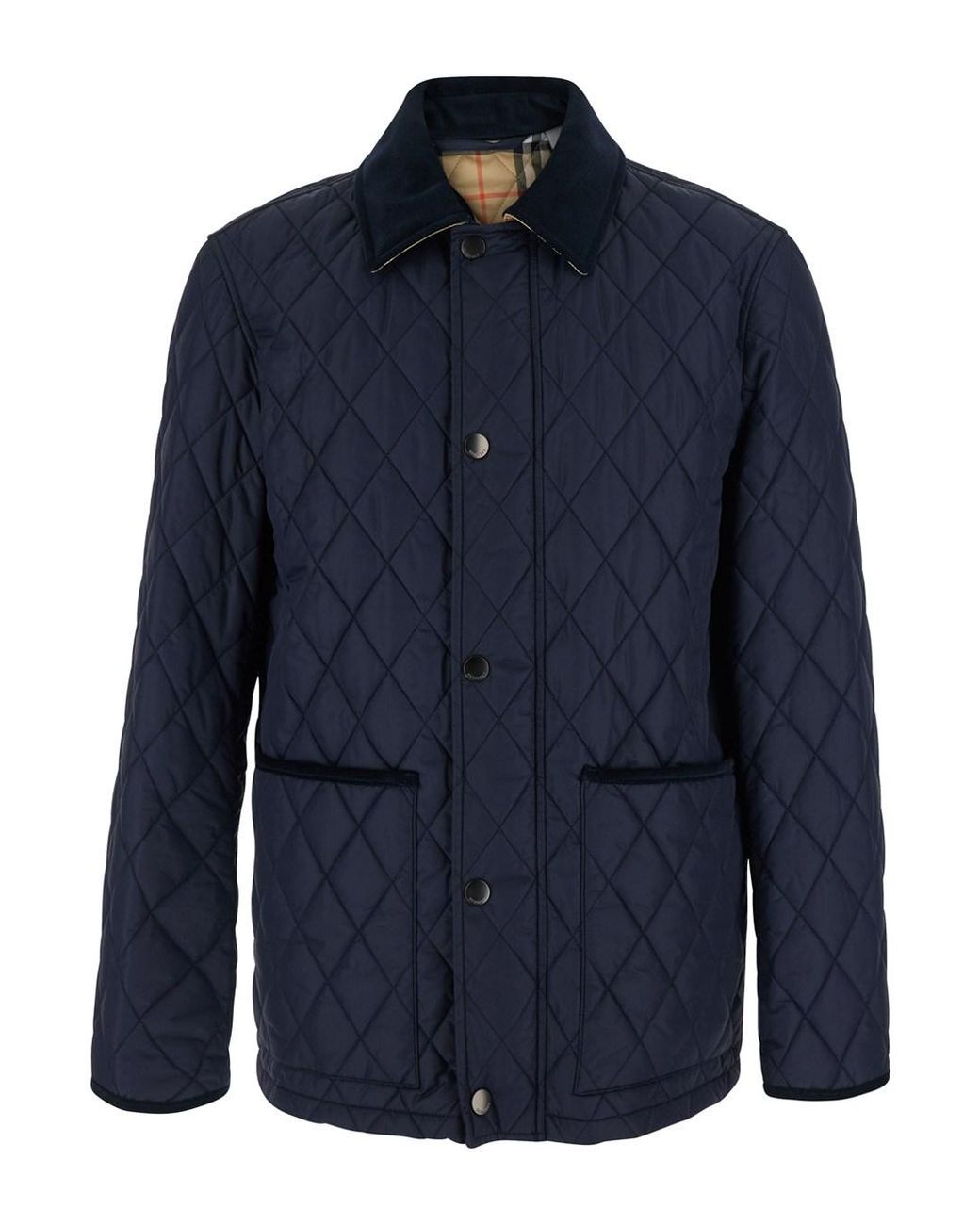 Burberry Blue Jackets With Quilting And Iconic Details for men