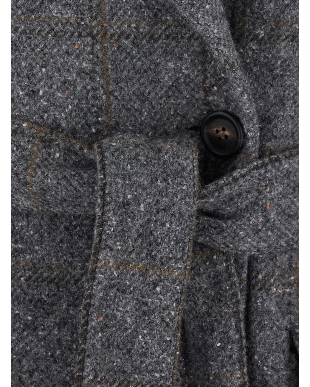 Brunello Cucinelli Gray Double-Breasted Wool Blend Coat