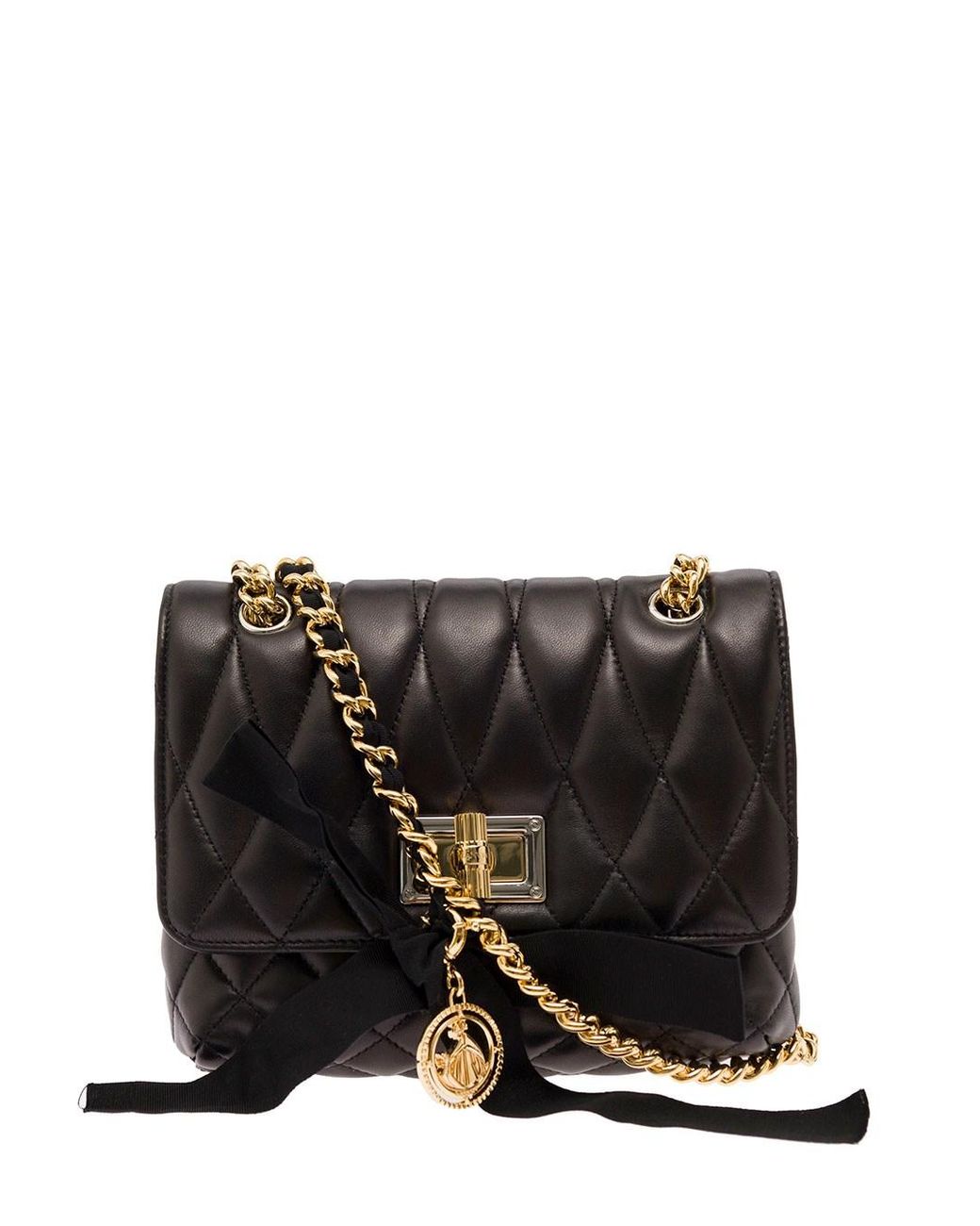 Lanvin Woman's Quilted Leather Crossbody Bag With Bow in Black | Lyst