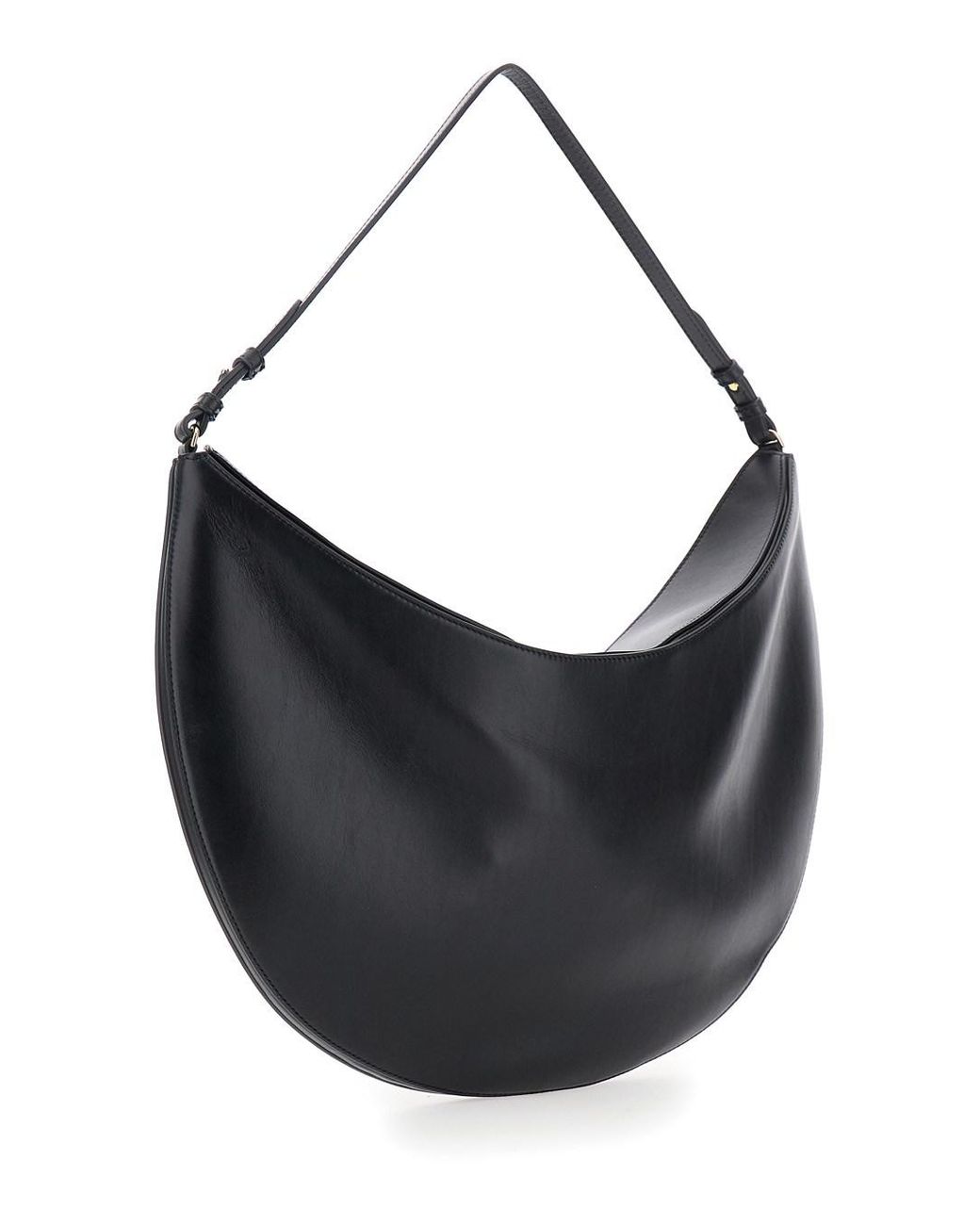 Jacquemus Black 'Le Calisso Rond Large' Shoulder Bag With Adjustable Strap And Embossed Logo