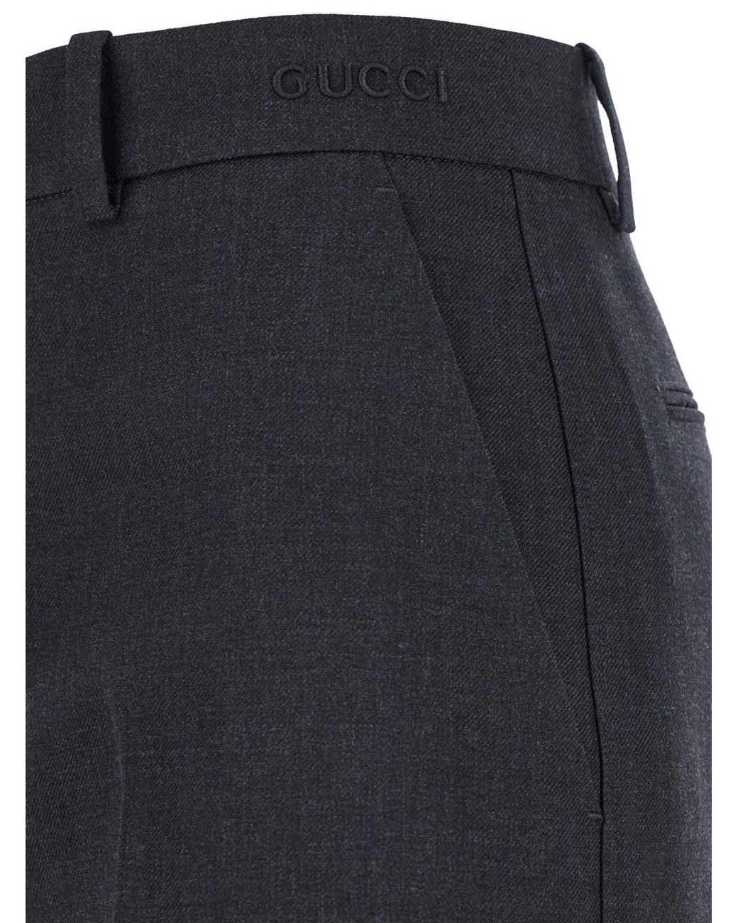 Gucci Blue Pants With Logo Lettering Detail On The Waist