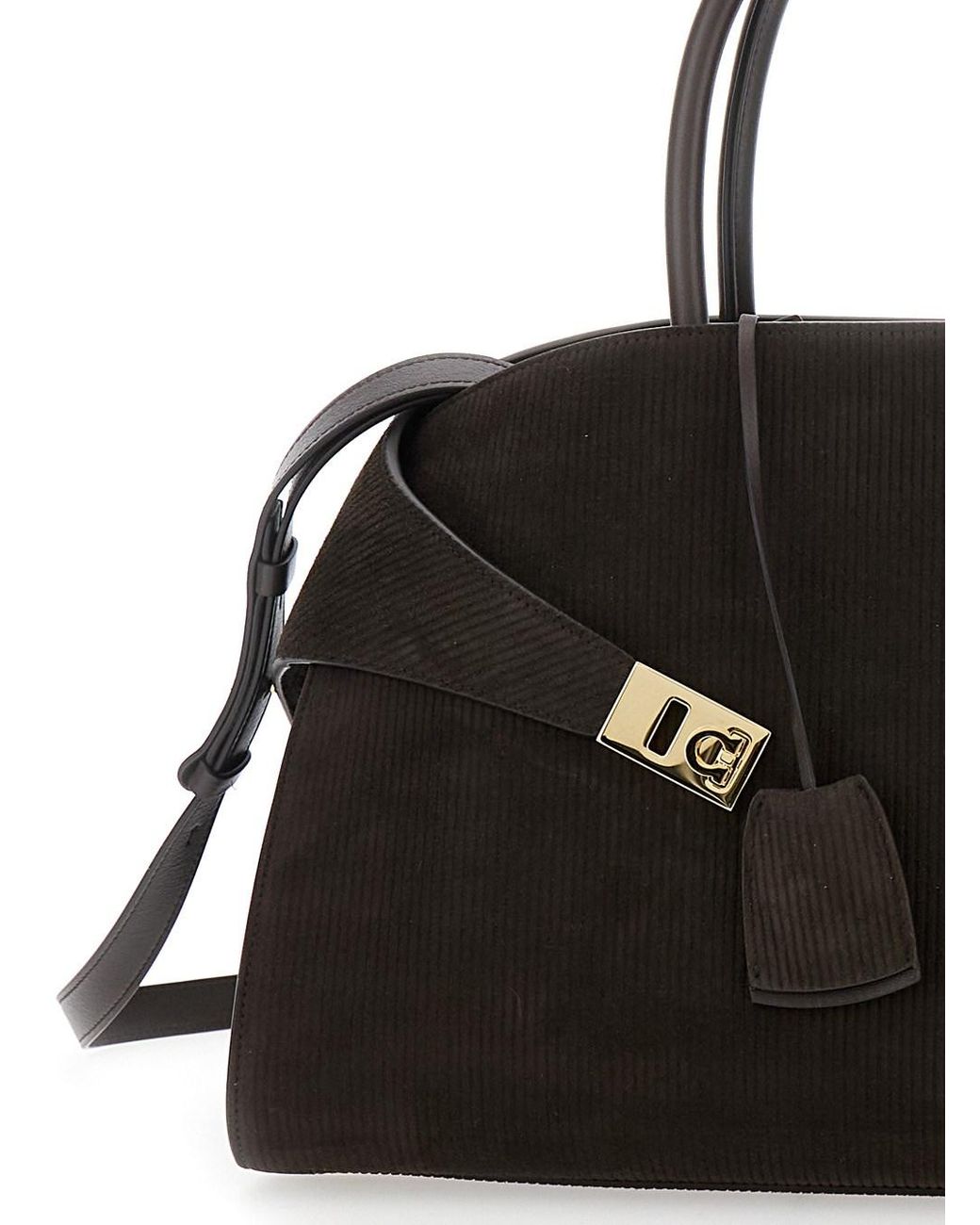 Ferragamo Black 'Hug Bicolor' Handbag With Logo And Gancini Buckle