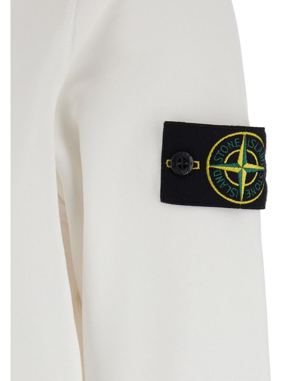 Stone Island White Hooded Sweatshirt Cotton Sweatshirts for men