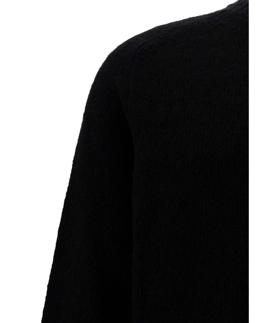 GAUDENZI Black Crewneck Sweater With Ribbed Finishes for men