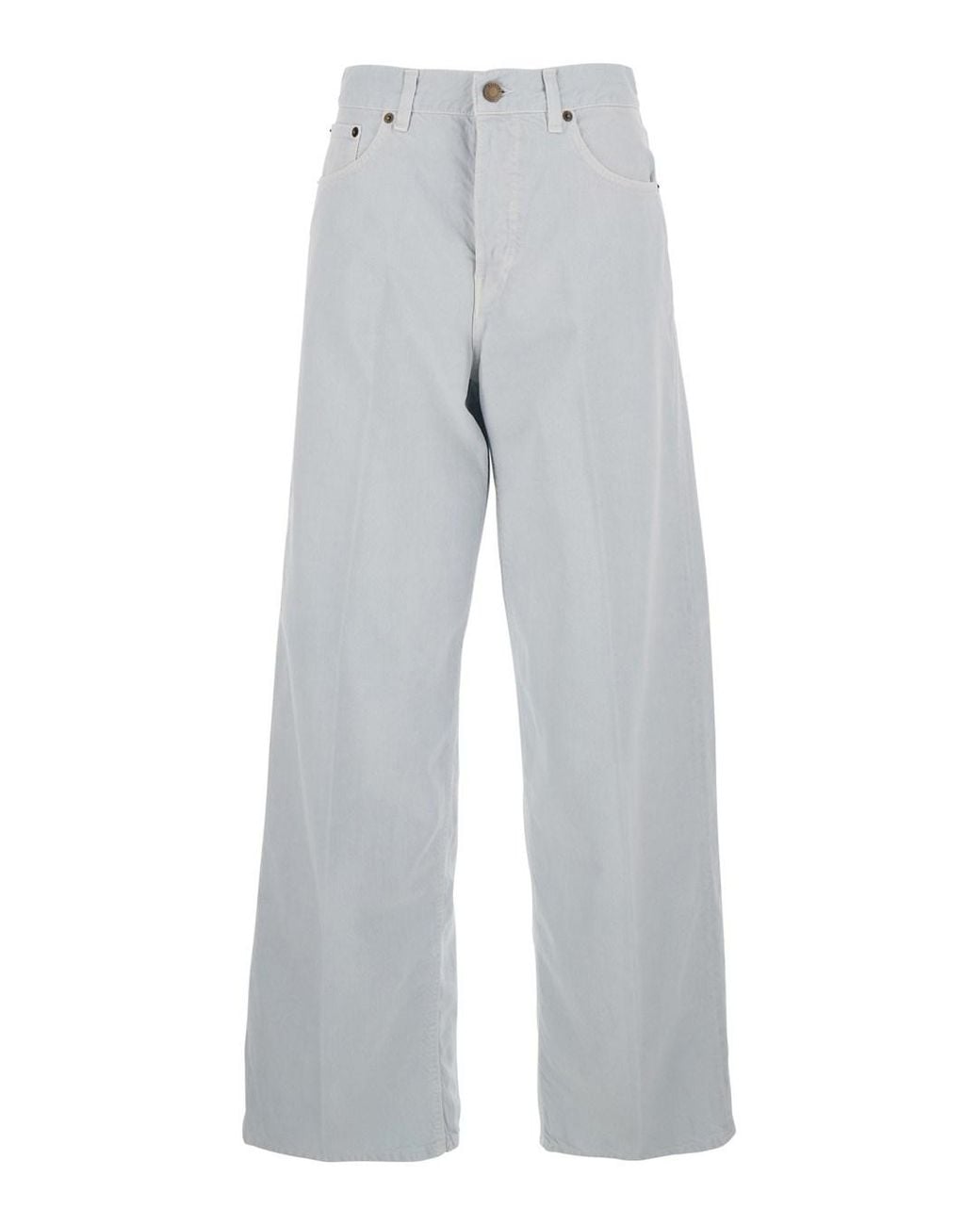 Haikure Gray Jeans With Belt Loops And Logo Patch On The Back