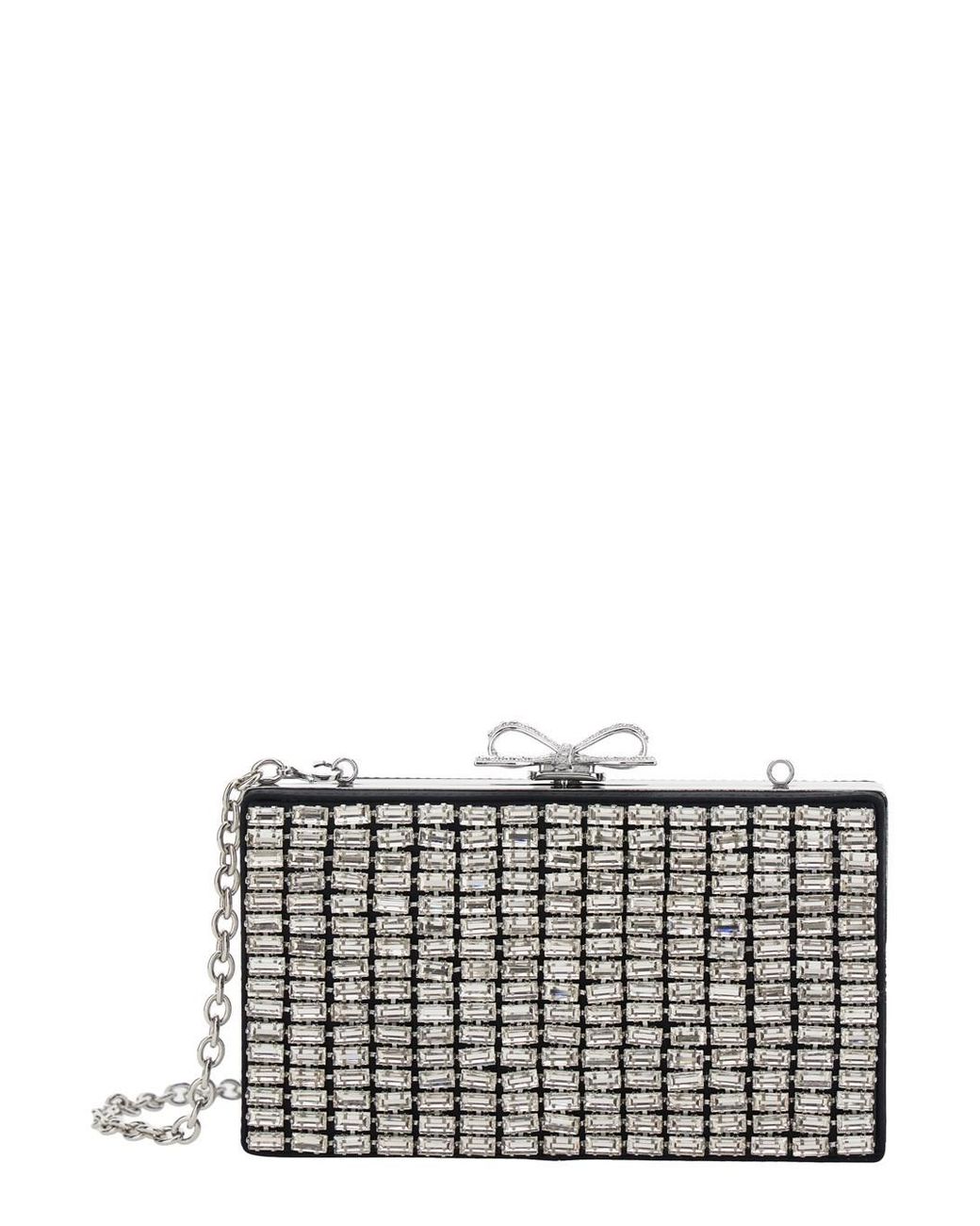 Self-Portrait Gray Clutch Bag Mesh Polyester