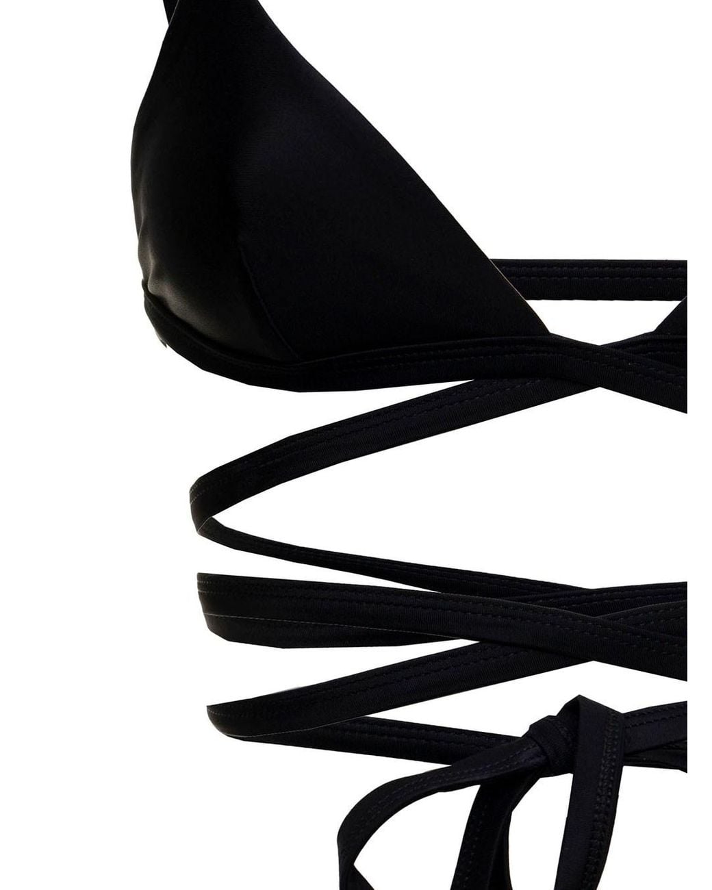 Matteau Black Nylon Bikini Top With Crossed Laces