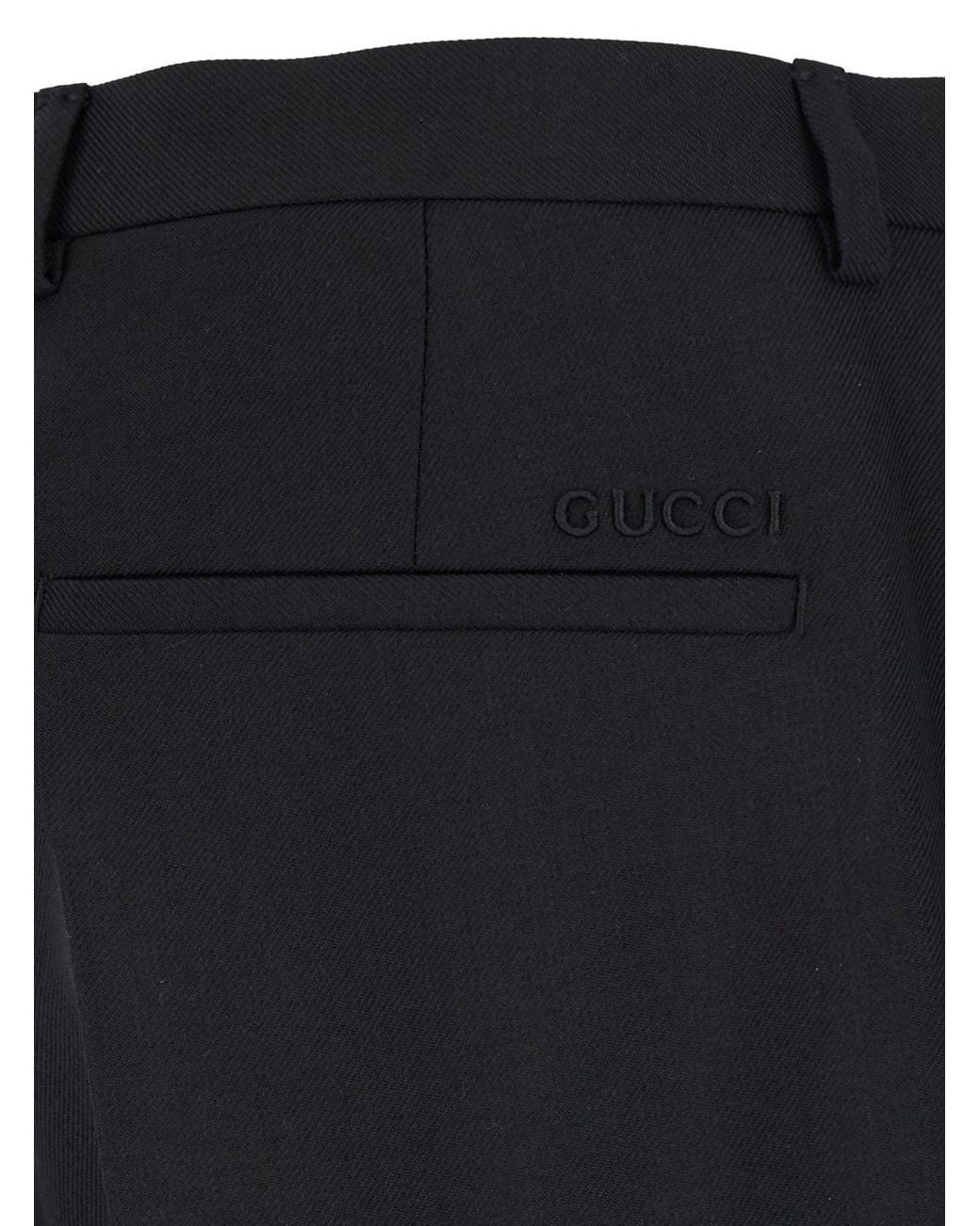 Gucci Blue Tailored Pants With Tonal Logo Lettering for men