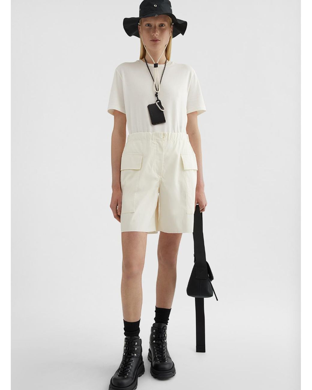 Jil Sander White Crew Neck T-Shirt With Embossed Logo