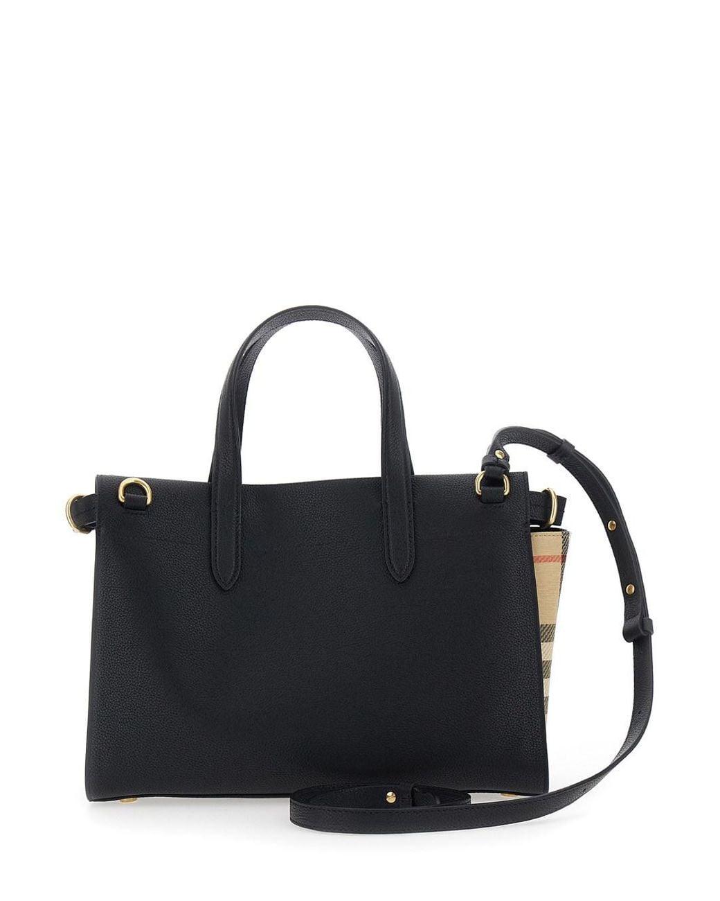 Burberry Black 'Cotswolds' Handbag With Check Detail On The Side And