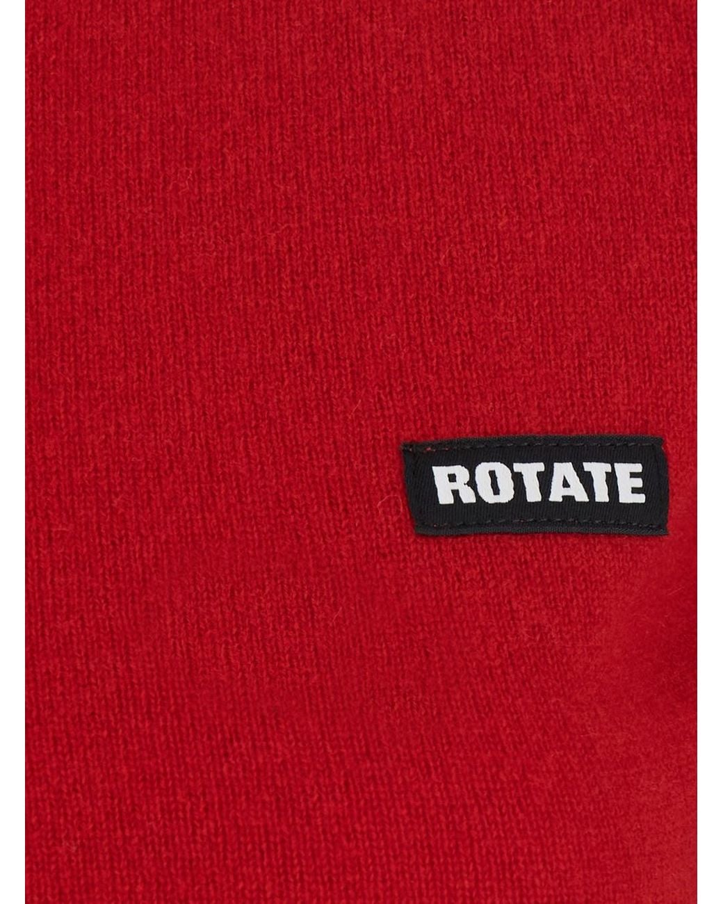 ROTATE BIRGER CHRISTENSEN Red Wool Longsleeves Polo Is A Long-Sleeve Shirt Made Of Merino Woo