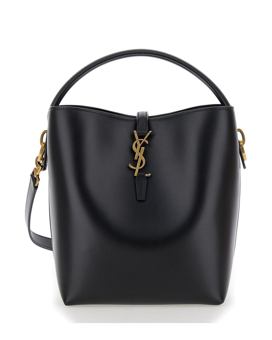Saint Laurent Black 'Le 37' Bucket Bag With Cassandre Closure