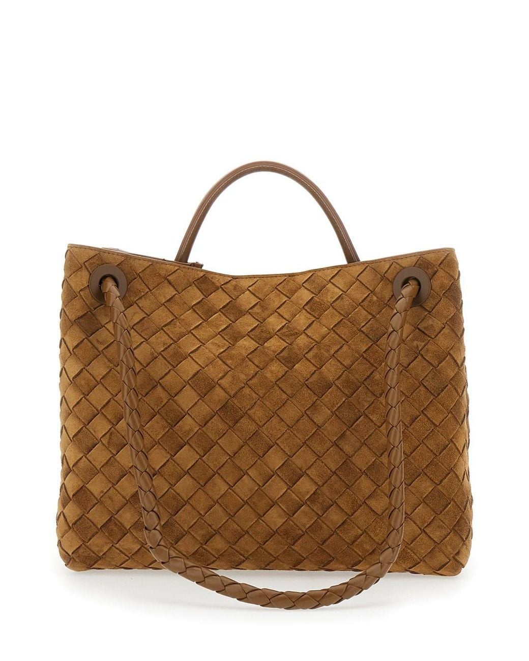 Bottega Veneta Brown Andiamo Intreccuato 15 Glove Suede Cachmere