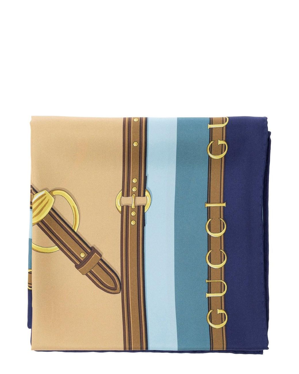 Gucci Blue Printed Silk Twill Carré