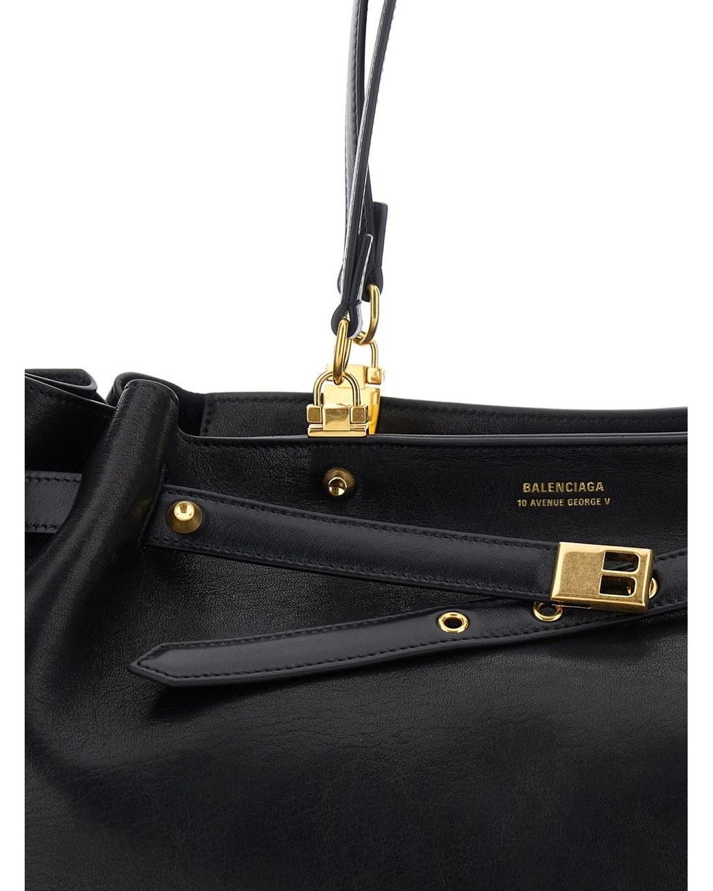 Balenciaga Black 'Fan' Medium Shoulder Bag With Adjustable And Removab