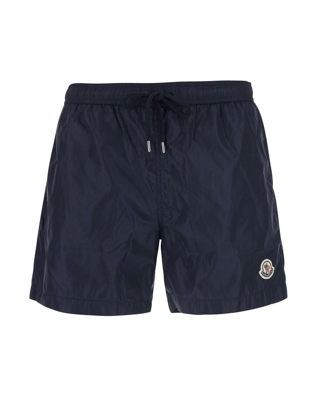 Moncler Blue Swim Shorts With Elasticated Waist And Logo Patch On The for men