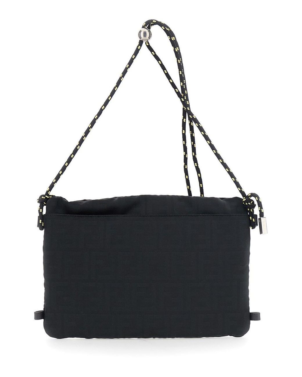 Fendi Black Pouch With Rope Shoulder Strap And Zip Pocket On The Front for men