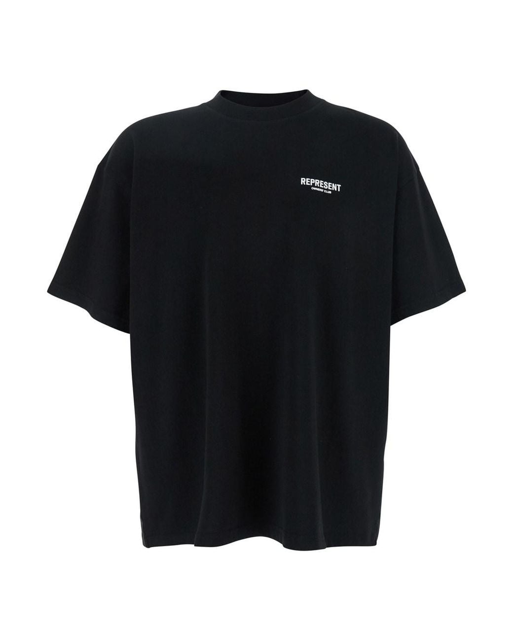 Represent Black T-Shirt With Logo Cotton for men